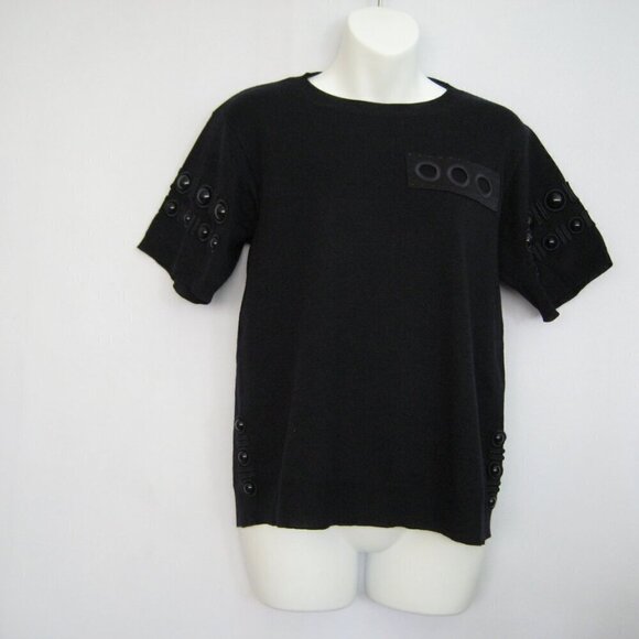 Marc Jacobs XS Cabochon Knitted Sweater Embroidery Italy Wool Silk Short Sleeve - Picture 2 of 5